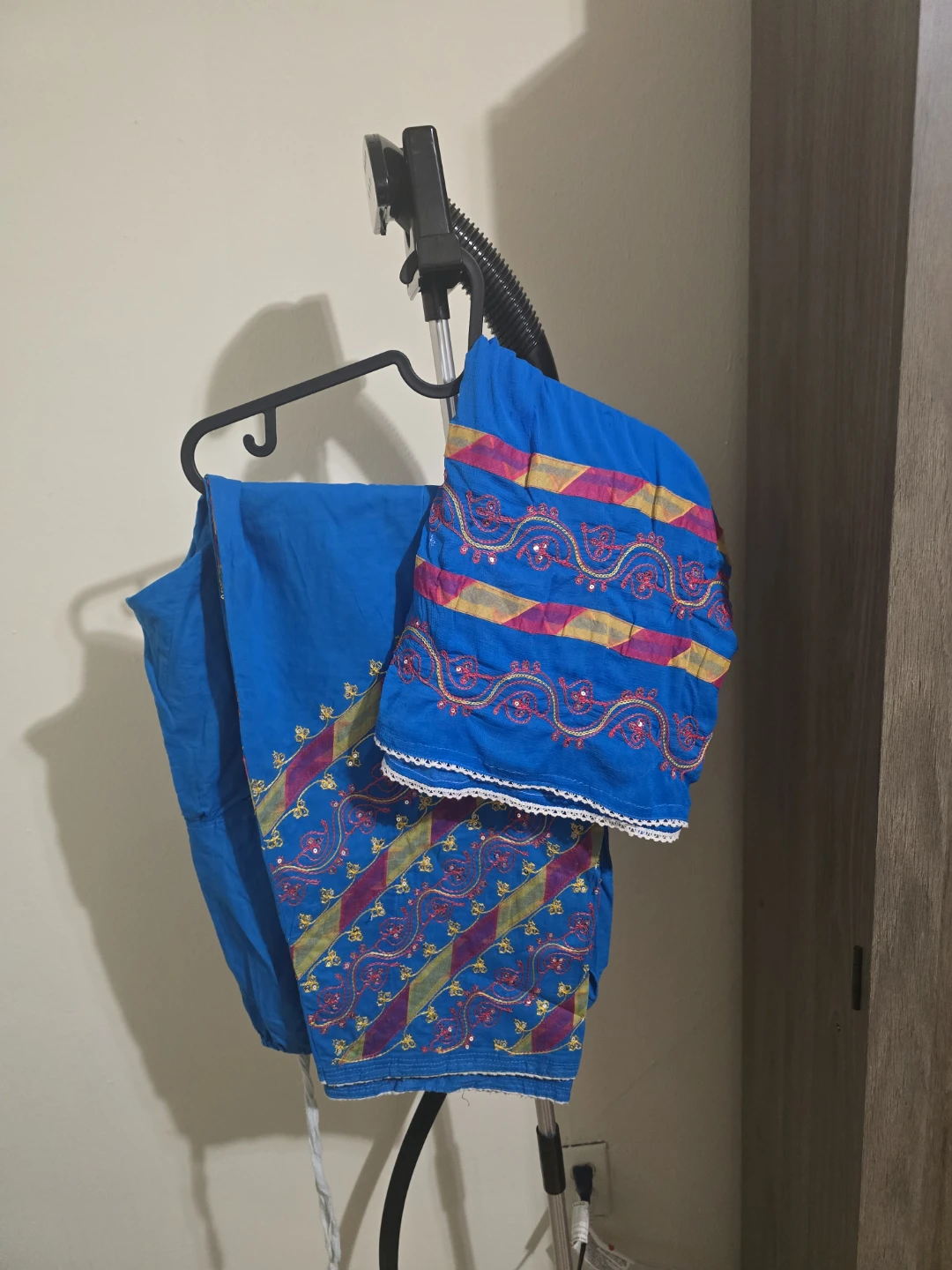 Blue Embroidered Salwar  and dupatta set - photo 4