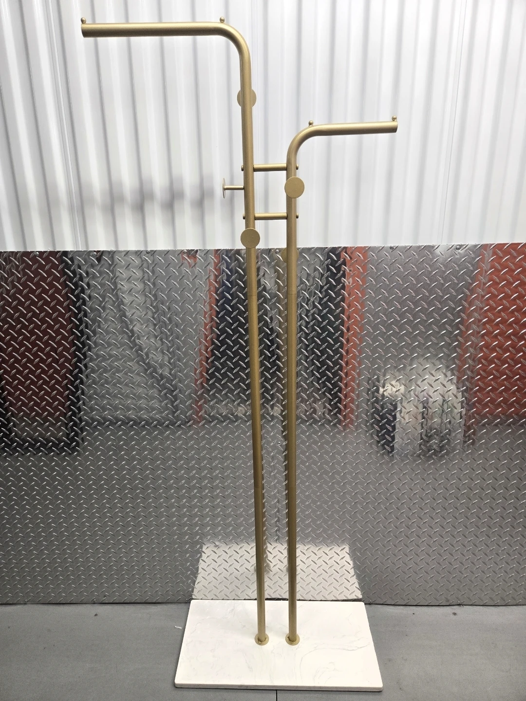 🔥Modern Gold Double-Pole Coat Rack with Natural Marble Base