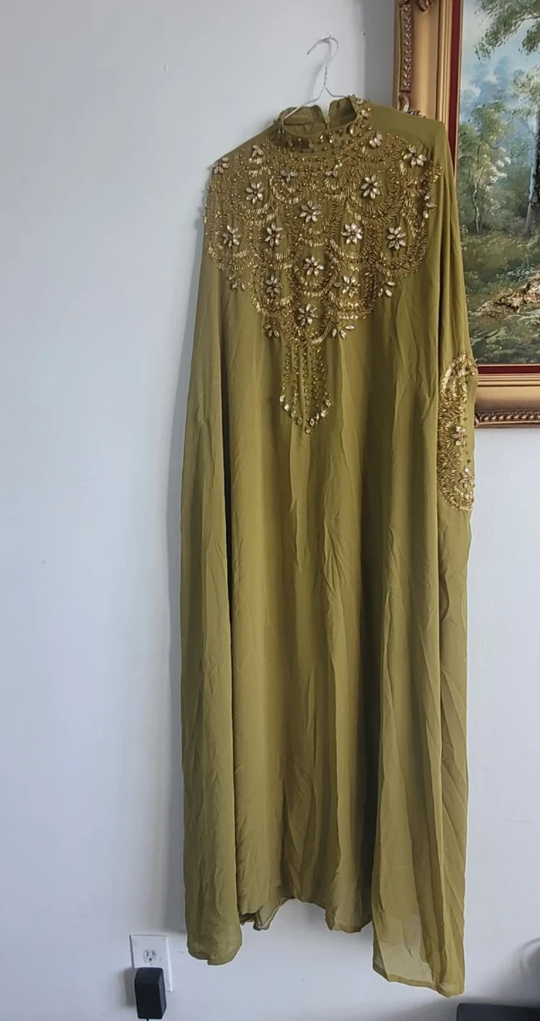 Green Beaded Kaftan Dress - photo 2