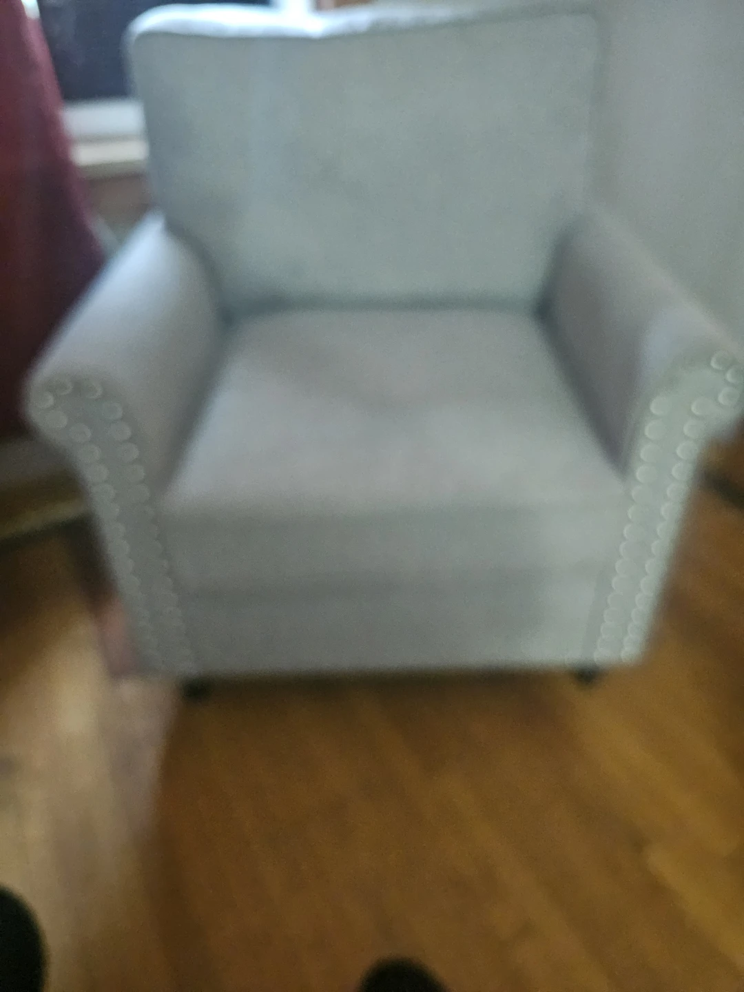 Grey Fabric Sofa with Studded Accents - photo 2