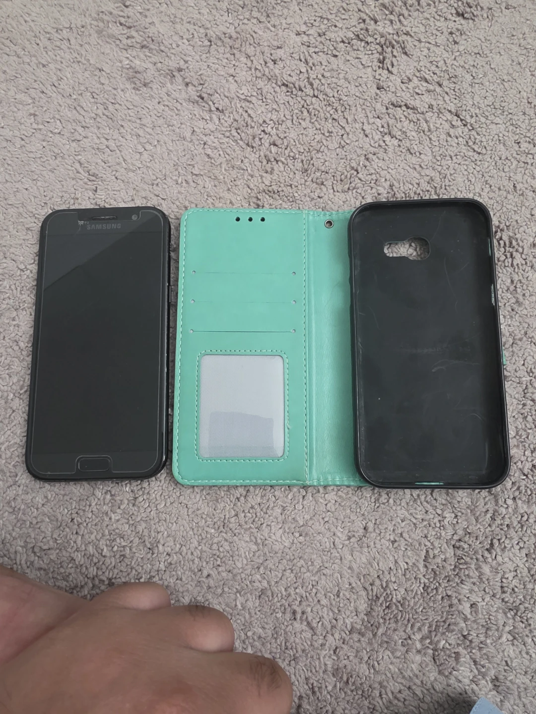 Galaxy A5 2018 with teal Mandala Flip Phone Case