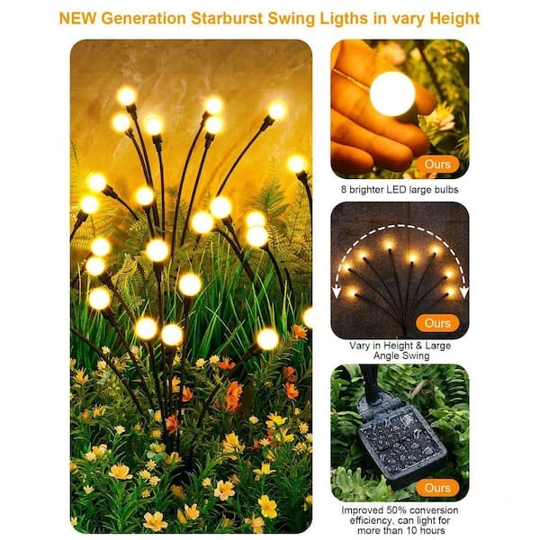 New set of 2 Starburst Swaying Solar ball  Stake Lights - photo 2
