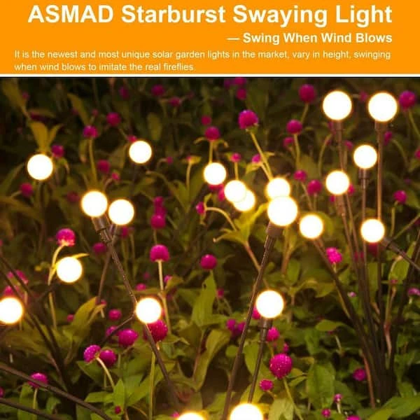 New set of 2 Starburst Swaying Solar ball  Stake Lights - photo 3
