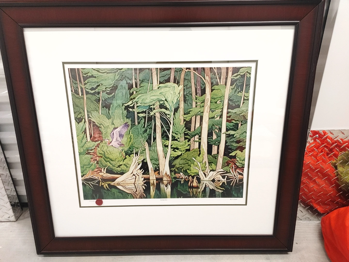 Framed Watercolour Art Print - "The Blue Heron" by R.J. Corin