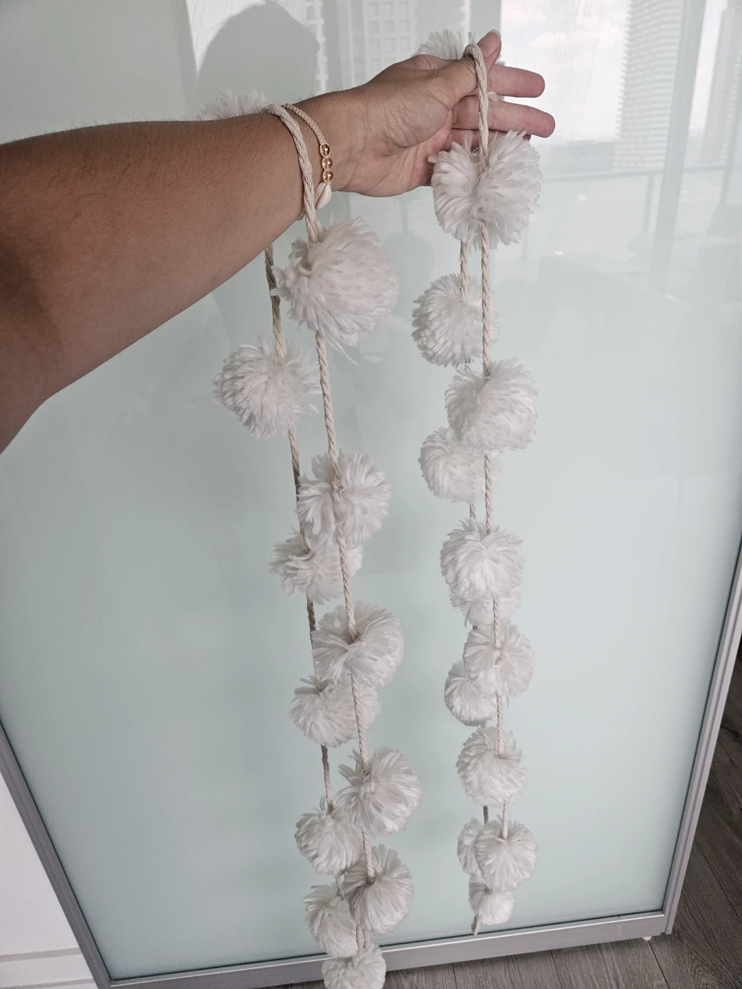 White Pom Pom Garland