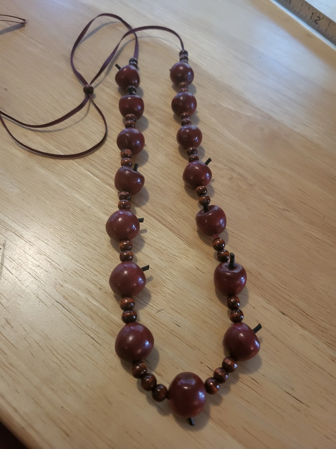 Wooden Apple Bead Necklace