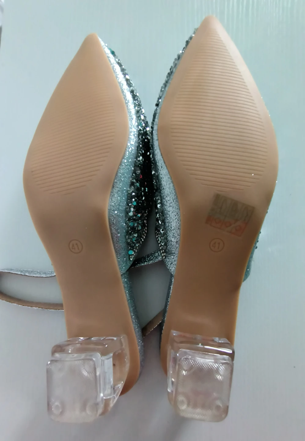 Women's Sz. 10 Sparkly Slingback Ice Cube Style Kitten Heels - photo 4