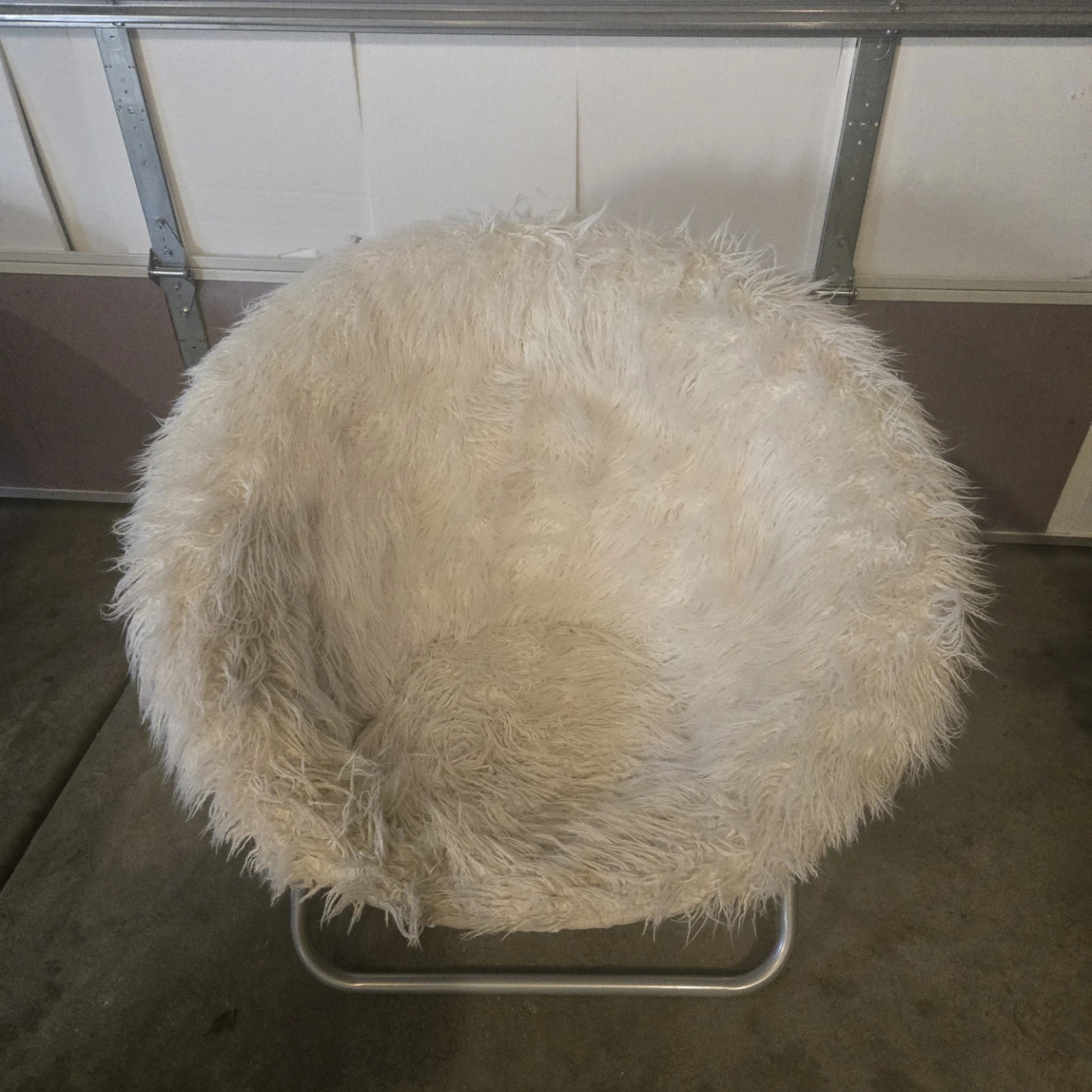Fluffy Cream Round Accent Chair
