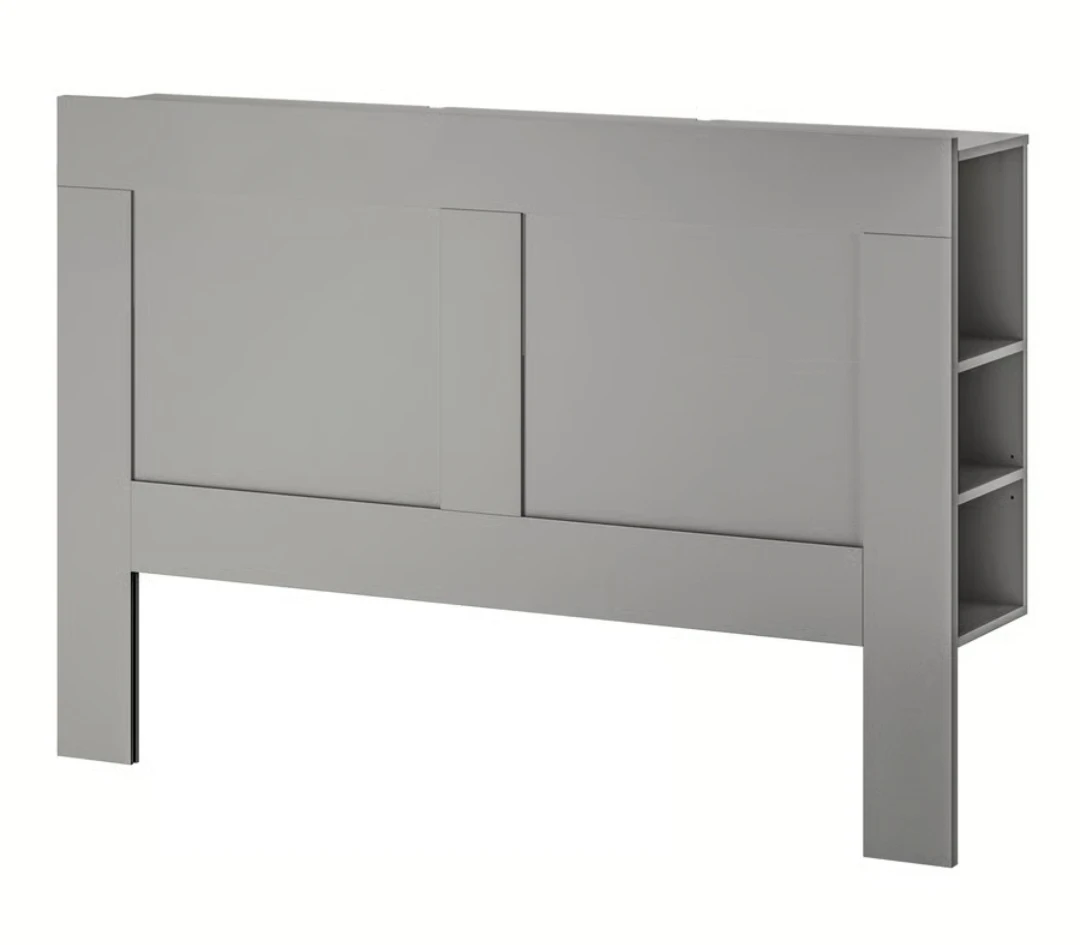 Grey Headboard with Shelves (BRIMNES)