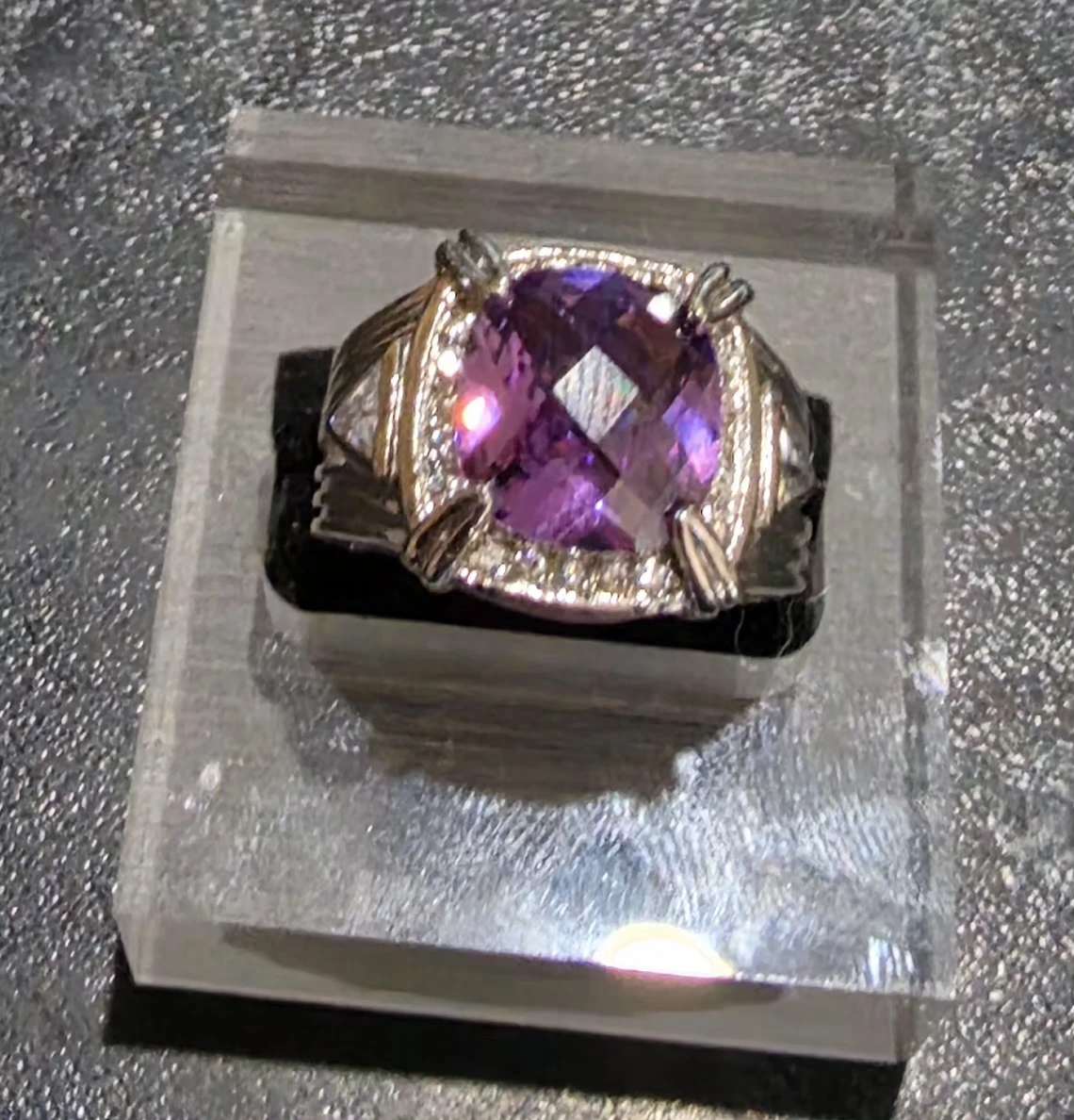 Silver Purple Gemstone Ring