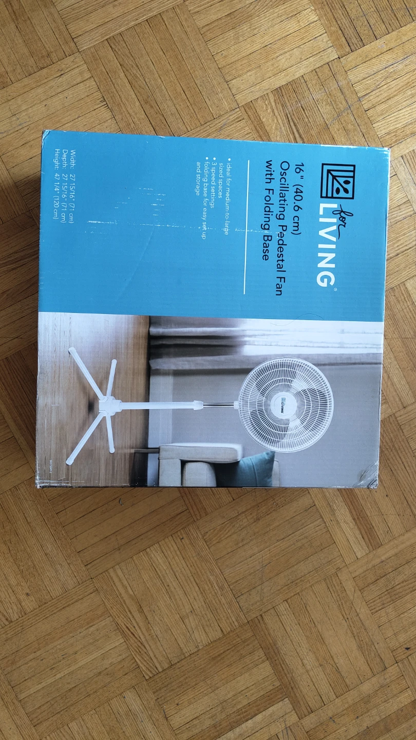 16" L LIVING Oscillating Pedestal Fan with Folding Base - photo 2