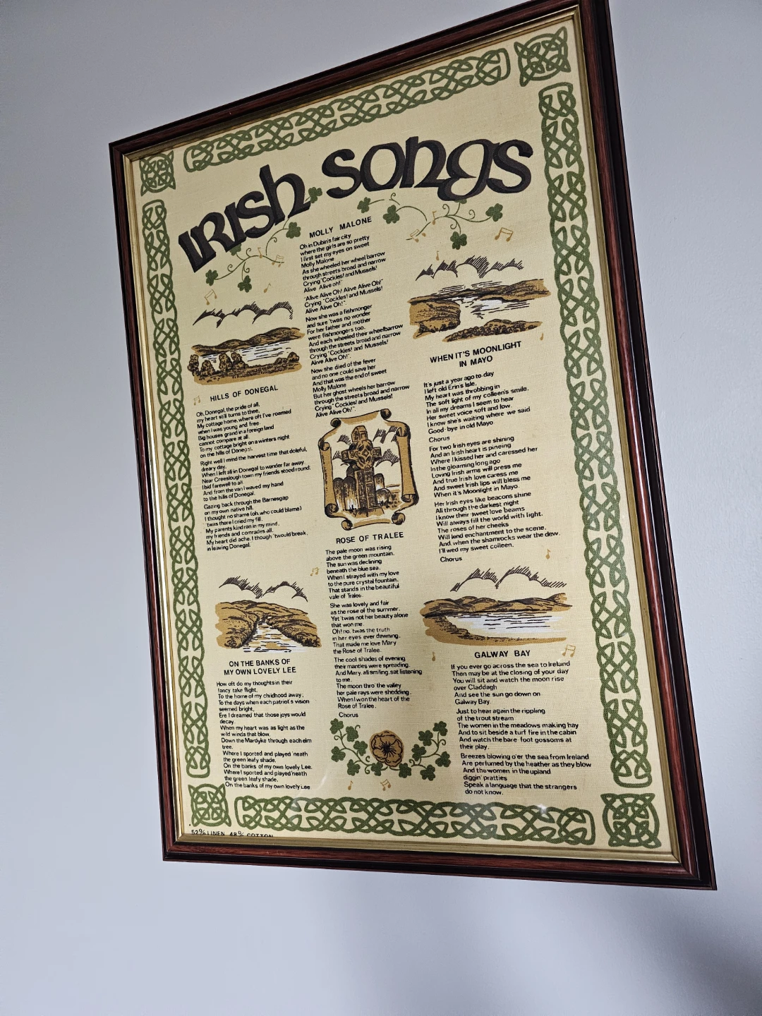 Framed Irish Songs Lyric Print