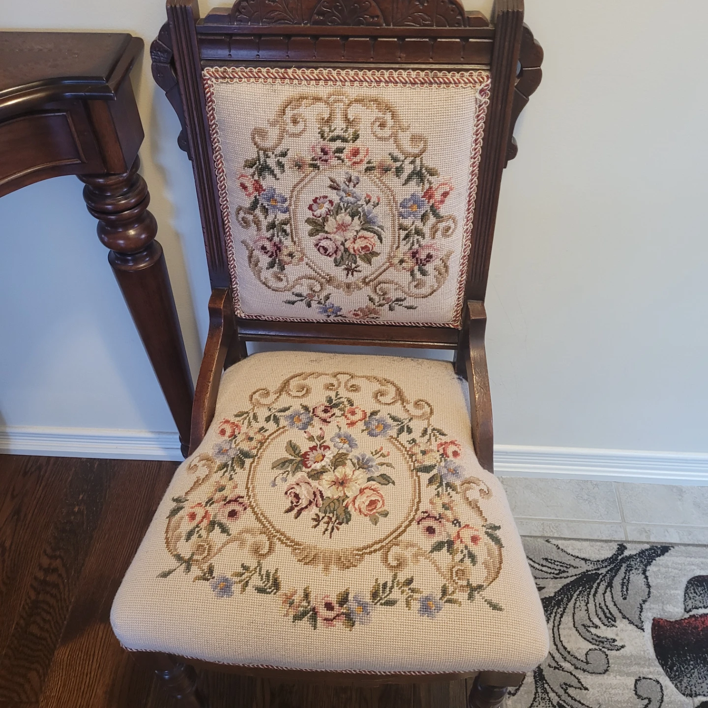 Vintage Needlepoint Accent Chair