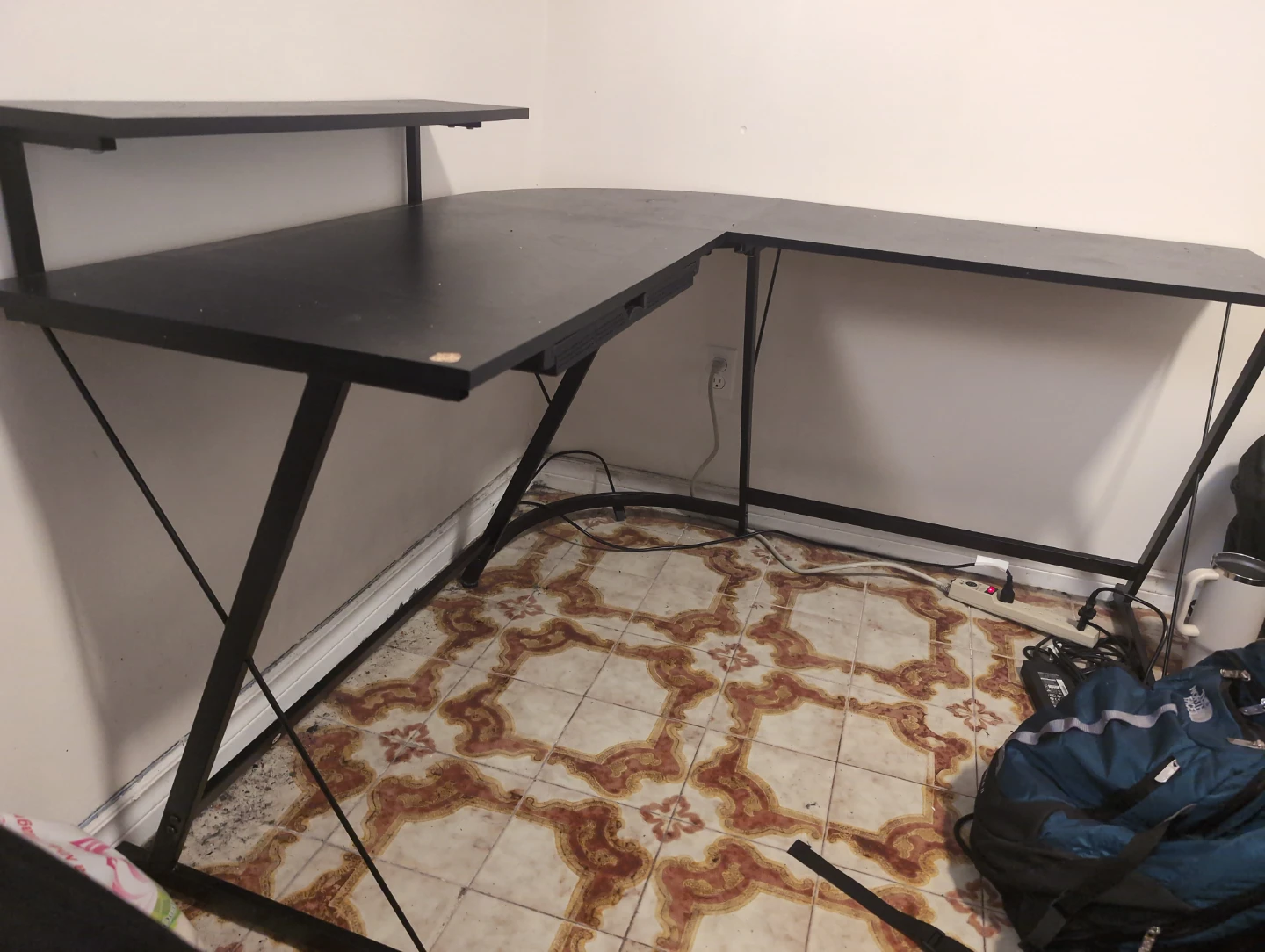 SHW L-Shaped Corner Desk with Shelf