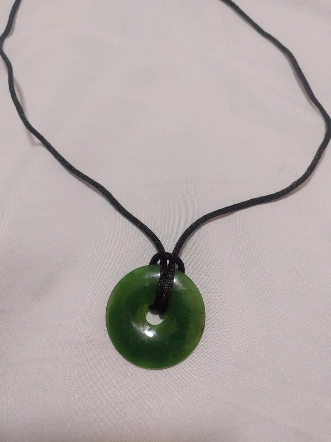 Green Jade Donut Pendant Necklace - photo 2