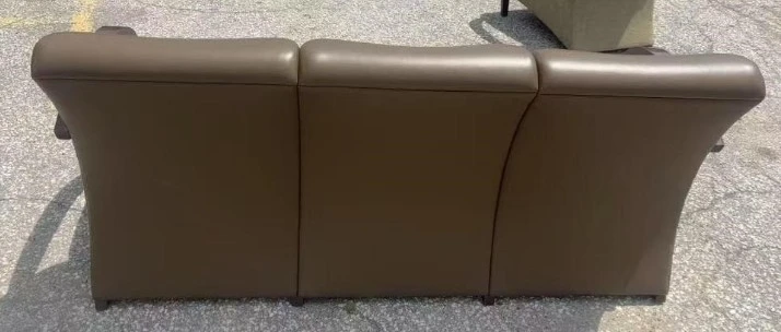 Brown Leather Sofa with Wooden Accents - photo 5