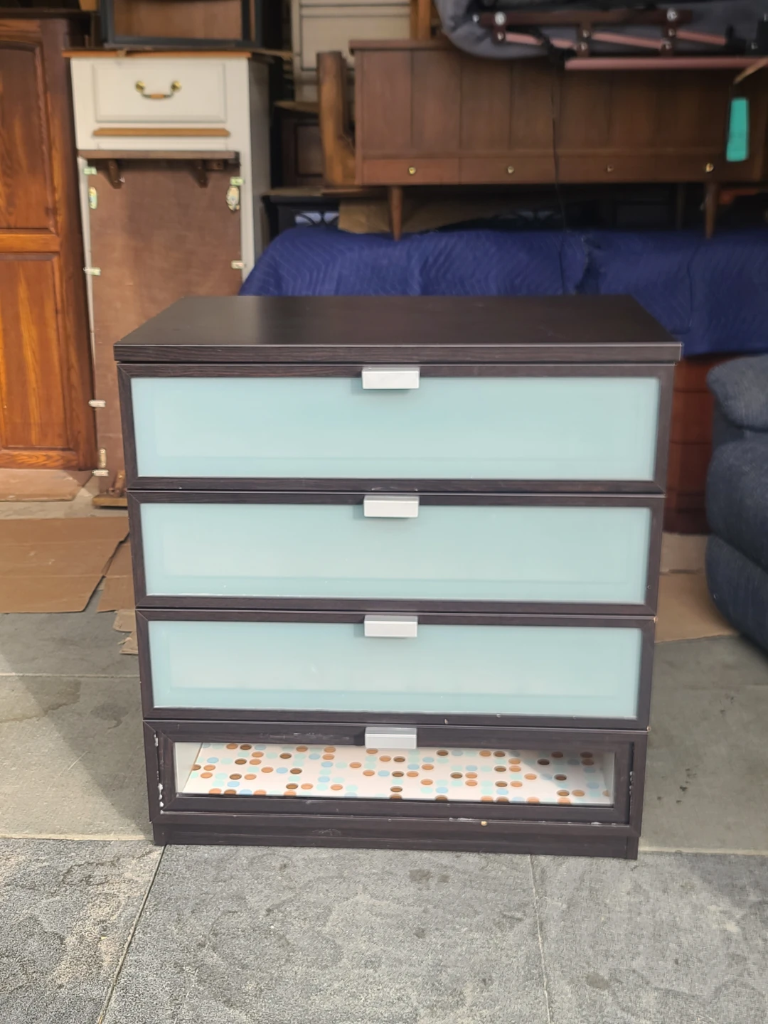 IKEA Hopen 4-Drawer Chest with Frosted Glass