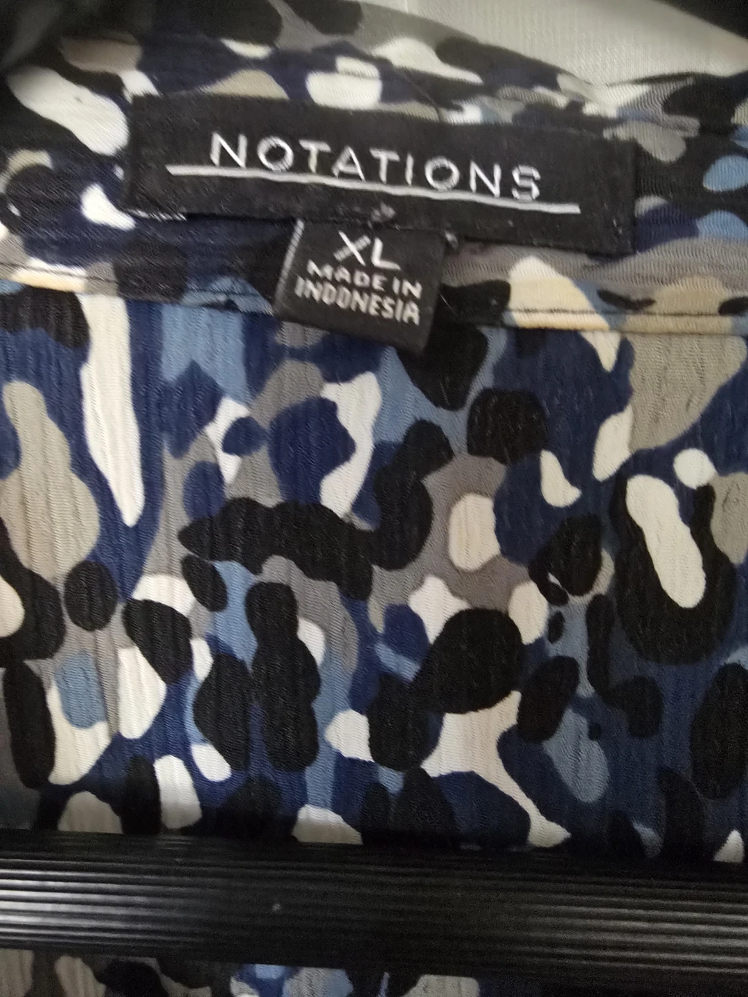 Notations XL Blue and Black Abstract Print Button-Up Shirt - photo 2