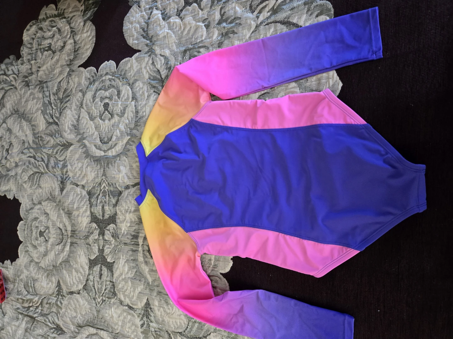 Roots Long Sleeve Swimsuit - Purple/Pink/Yellow Ombre Size 12