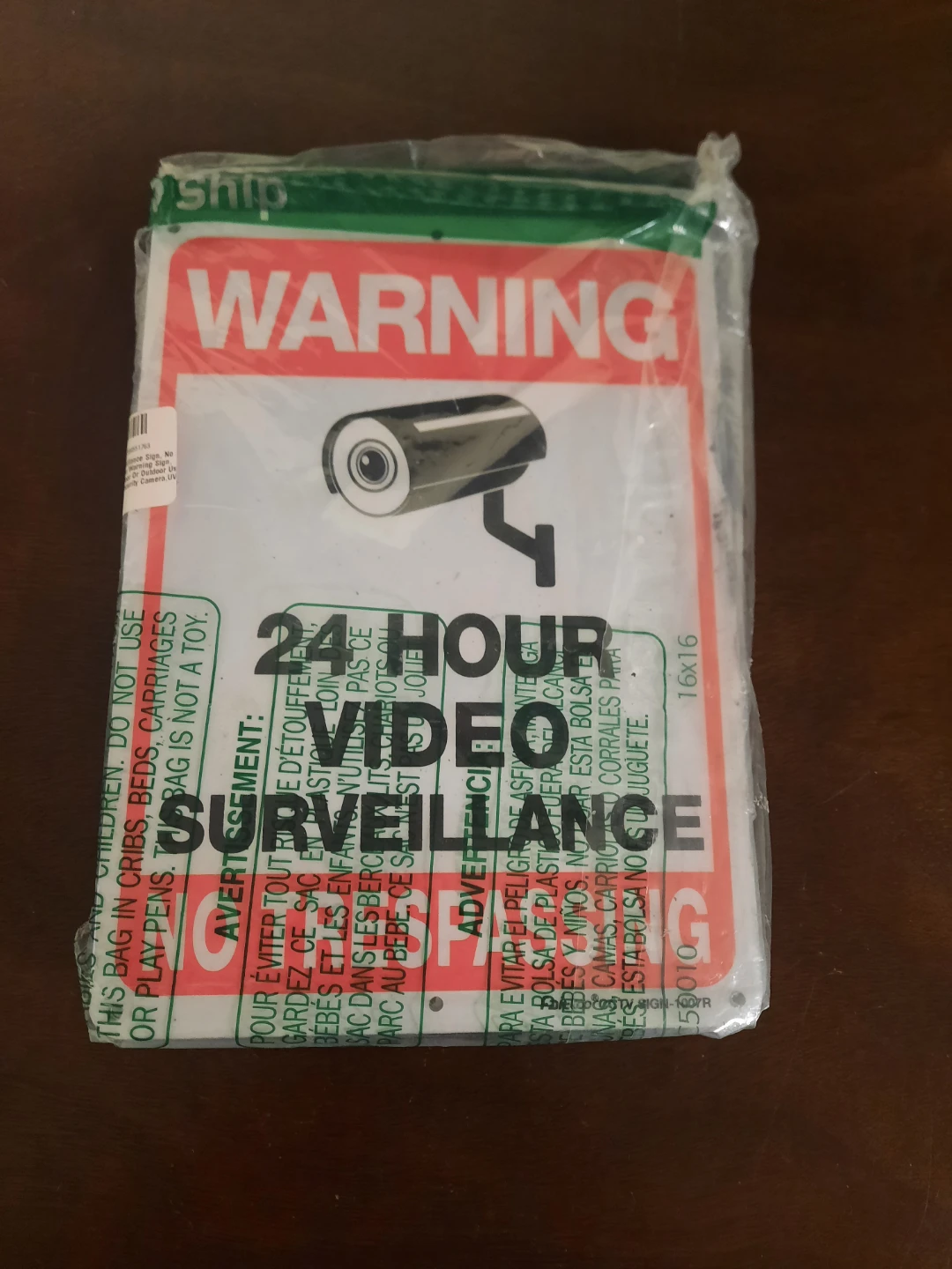 Warning 24 Hour Video Surveillance Sign 16x16