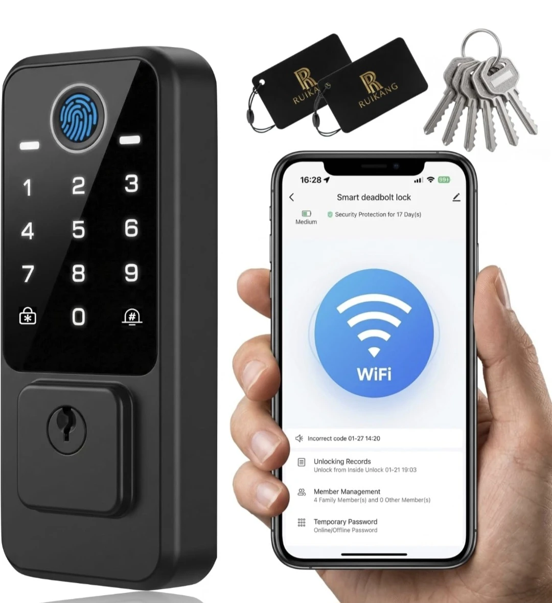 Smart Lock with Fingerprint, Keypad, and Key Fobs