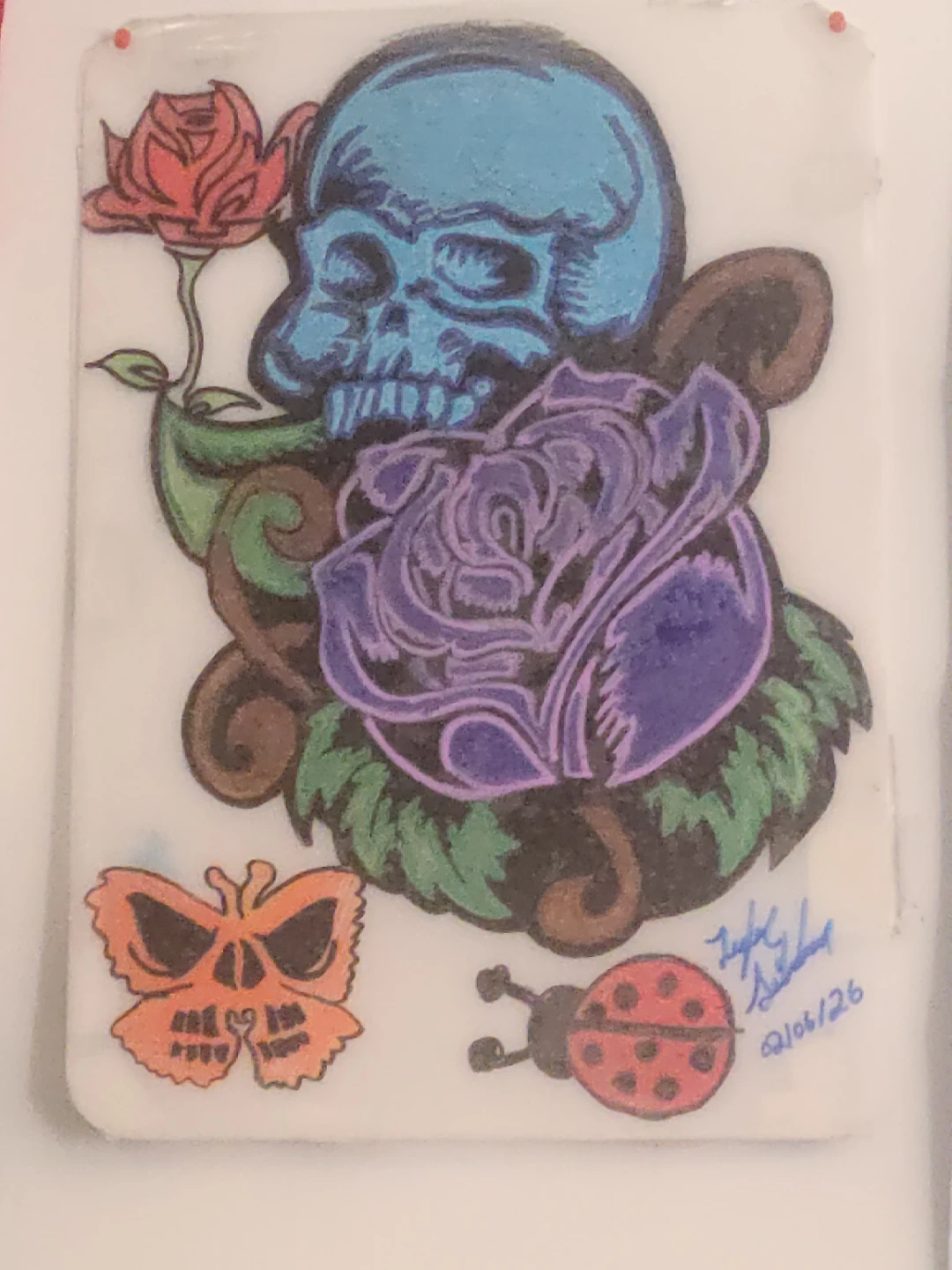Skull and Roses Tattoo Flash Sheet