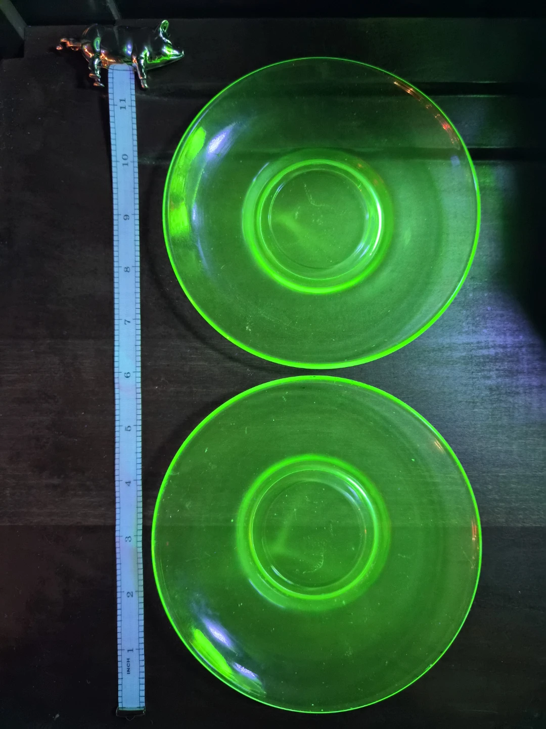 Uranium Glass Saucer Plates (Set of 2)