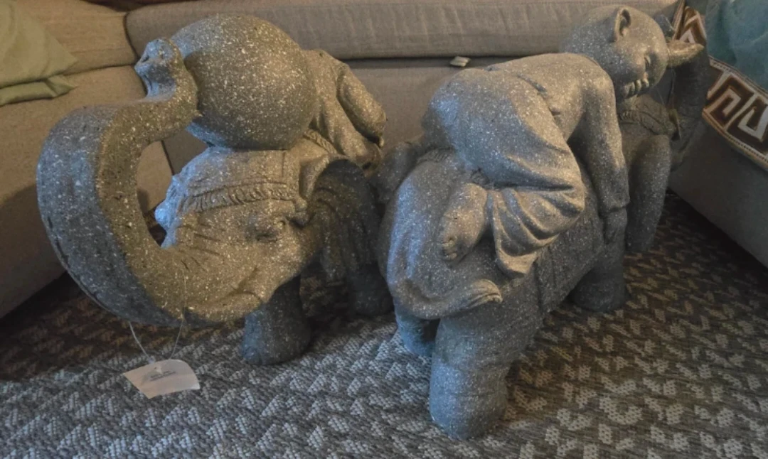 Elephant and Rider Statues (Pair) - photo 4