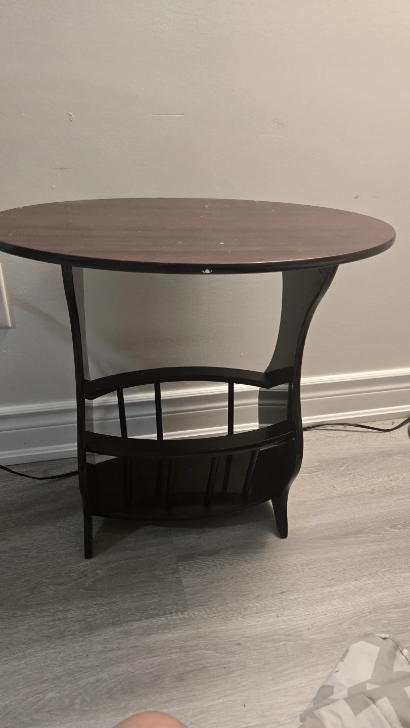 Dark Wood Side Table with Magazine Rack