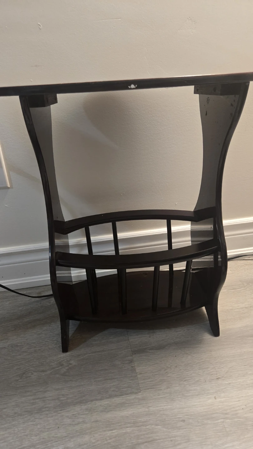 Dark Wood Side Table with Magazine Rack - photo 2