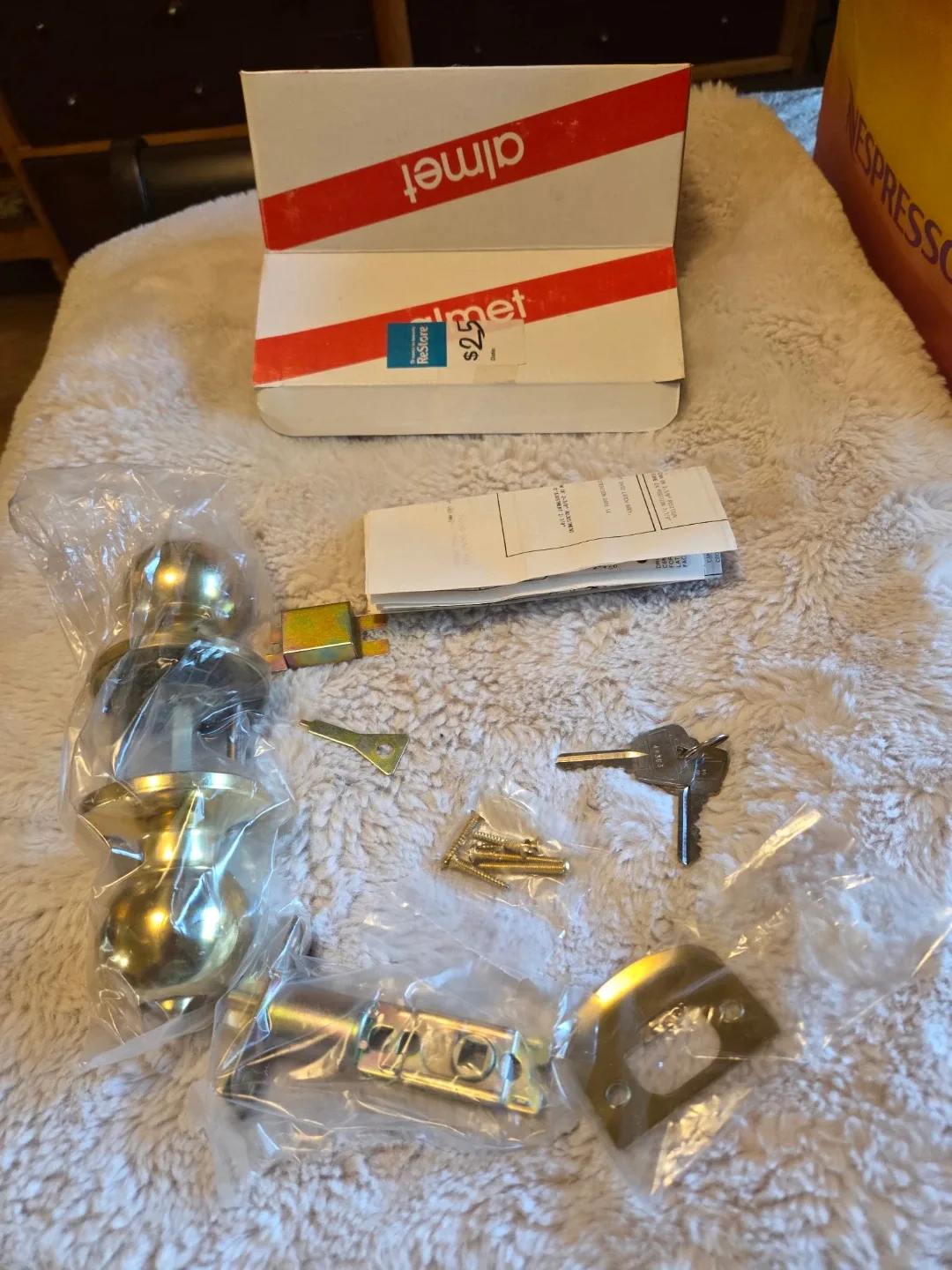Almet Brass Door Knob Set with Keys