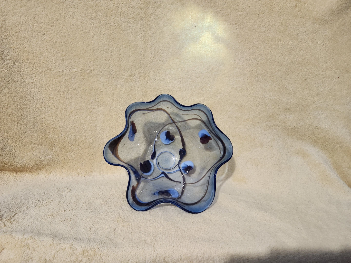 Decorative Blue Hand Blown Glass Bowl - photo 4