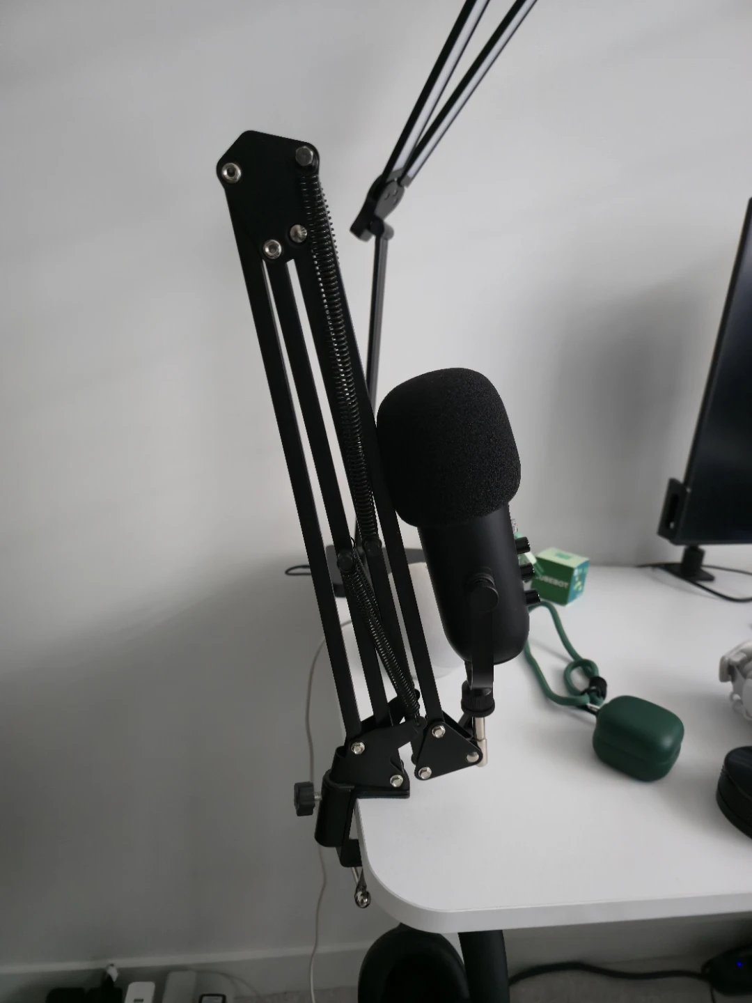 Black Microphone and Boom Arm Stand