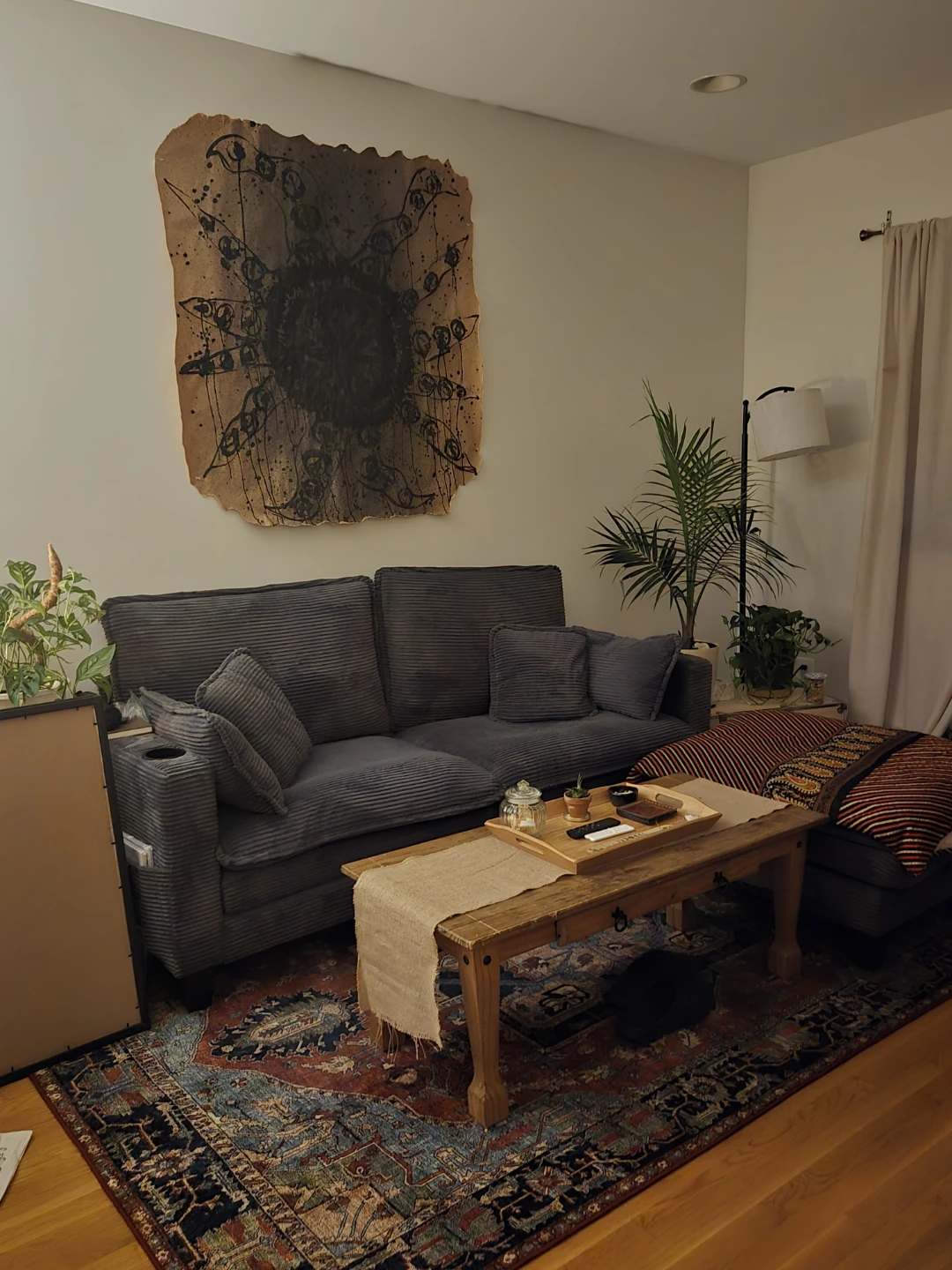 Gray Corduroy Sofa with Chaise - photo 2