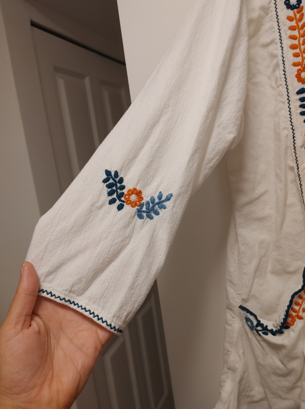 San Miguel Embroidered White Tunic Top Size Large - photo 3
