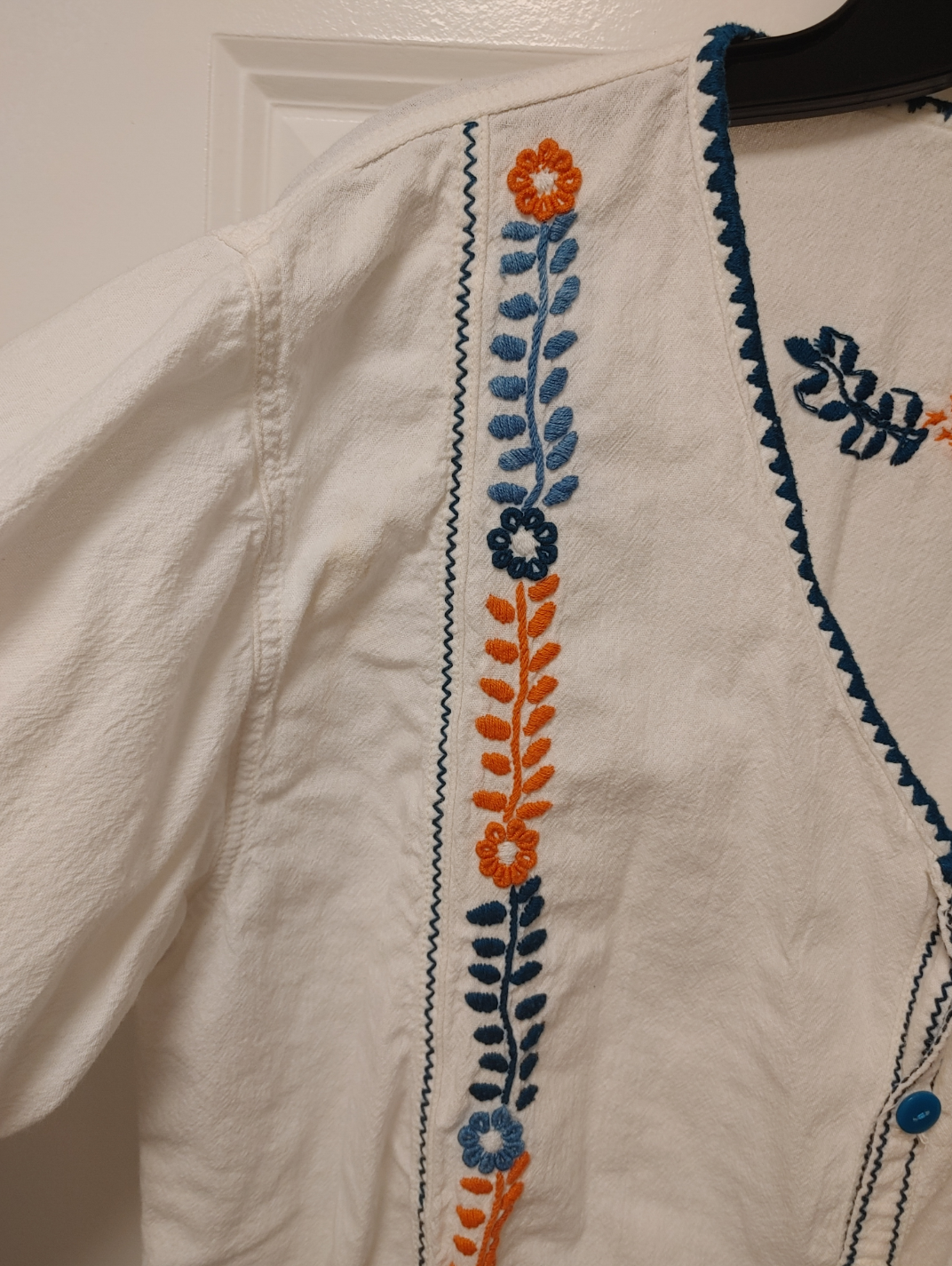 San Miguel Embroidered White Tunic Top Size Large - photo 5