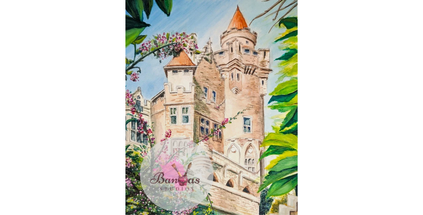Watercolor Painting | Toronto's Famous Casaloma | Framed 11x14in - photo 2
