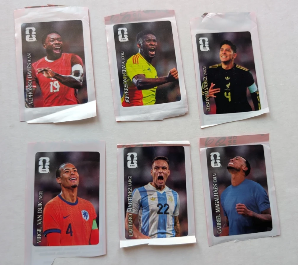 6 Coca Cola Panini FIFA Stickers: Davies, Martinez, Van Dijk