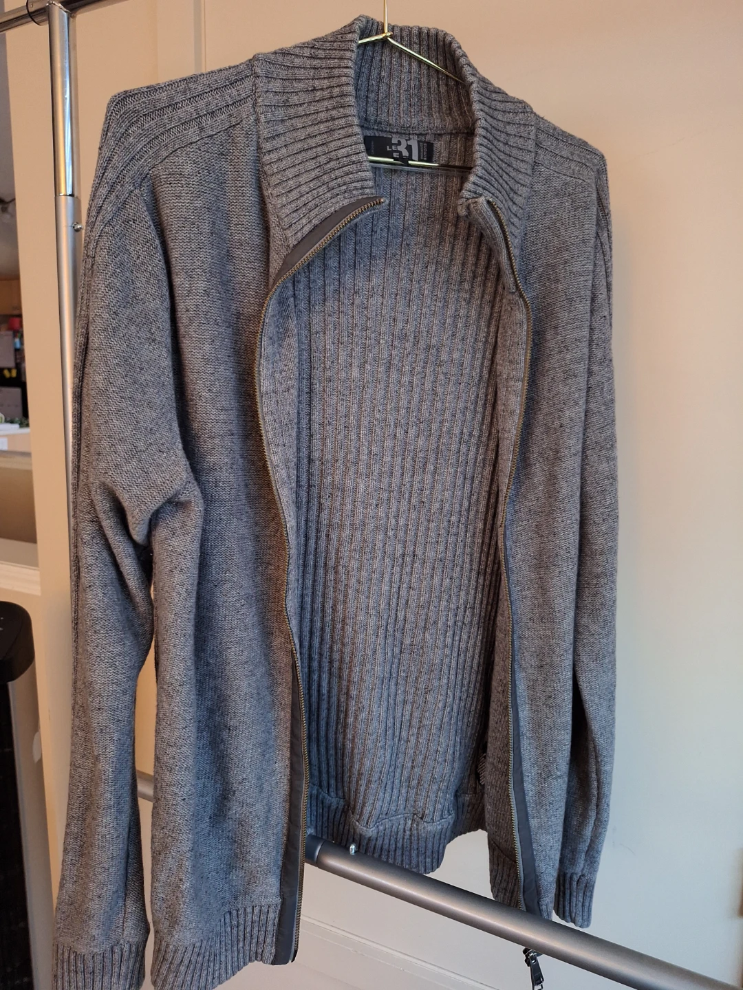 Le 31 Grey Zippered Cardigan Sweater - photo 3