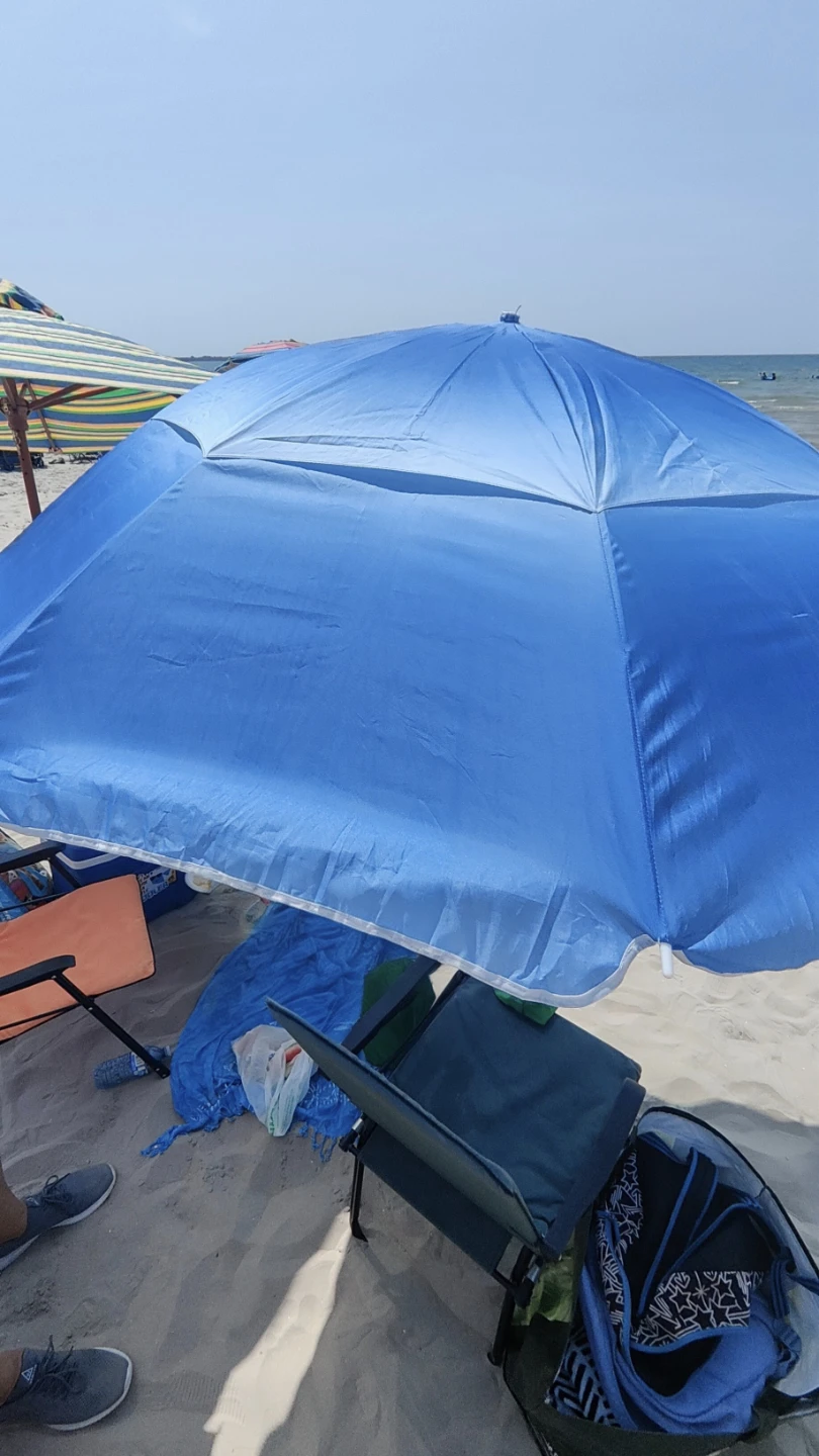 Blue beach umbrella