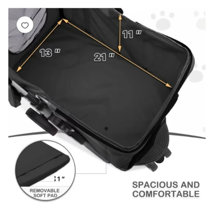 MoNiBloom Foldable Pet Stroller - Black - photo 3