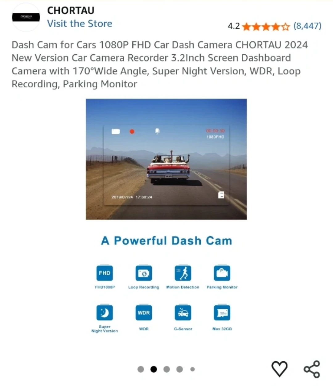 CHORTAU Car Dashcam 1080p - photo 4