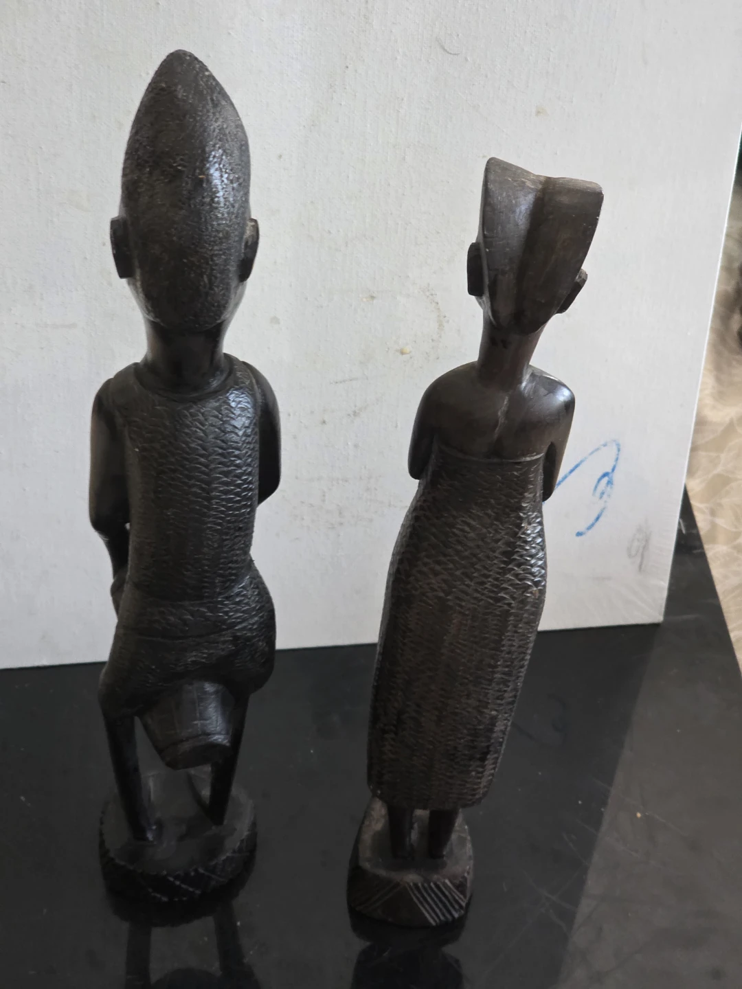 Ebony Wooden Carved Figurine Set of Two - photo 3