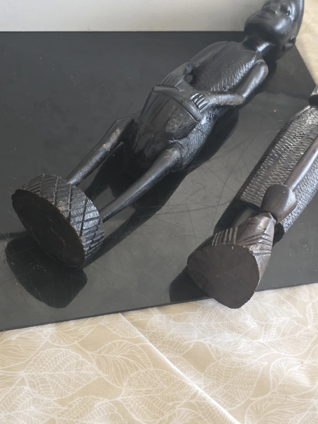 Ebony Wooden Carved Figurine Set of Two - photo 5