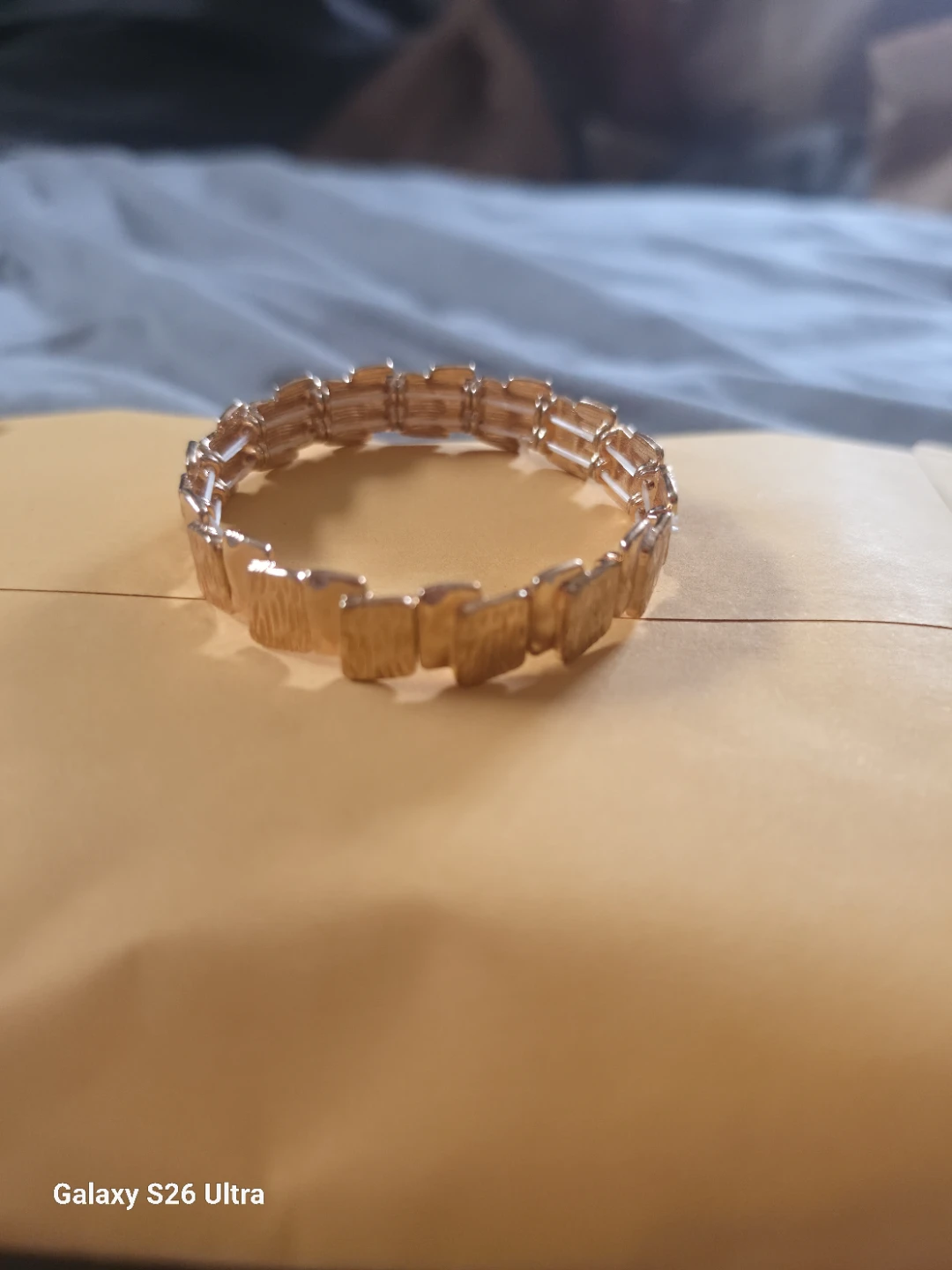 Gold Tone Textured Link Bracelet