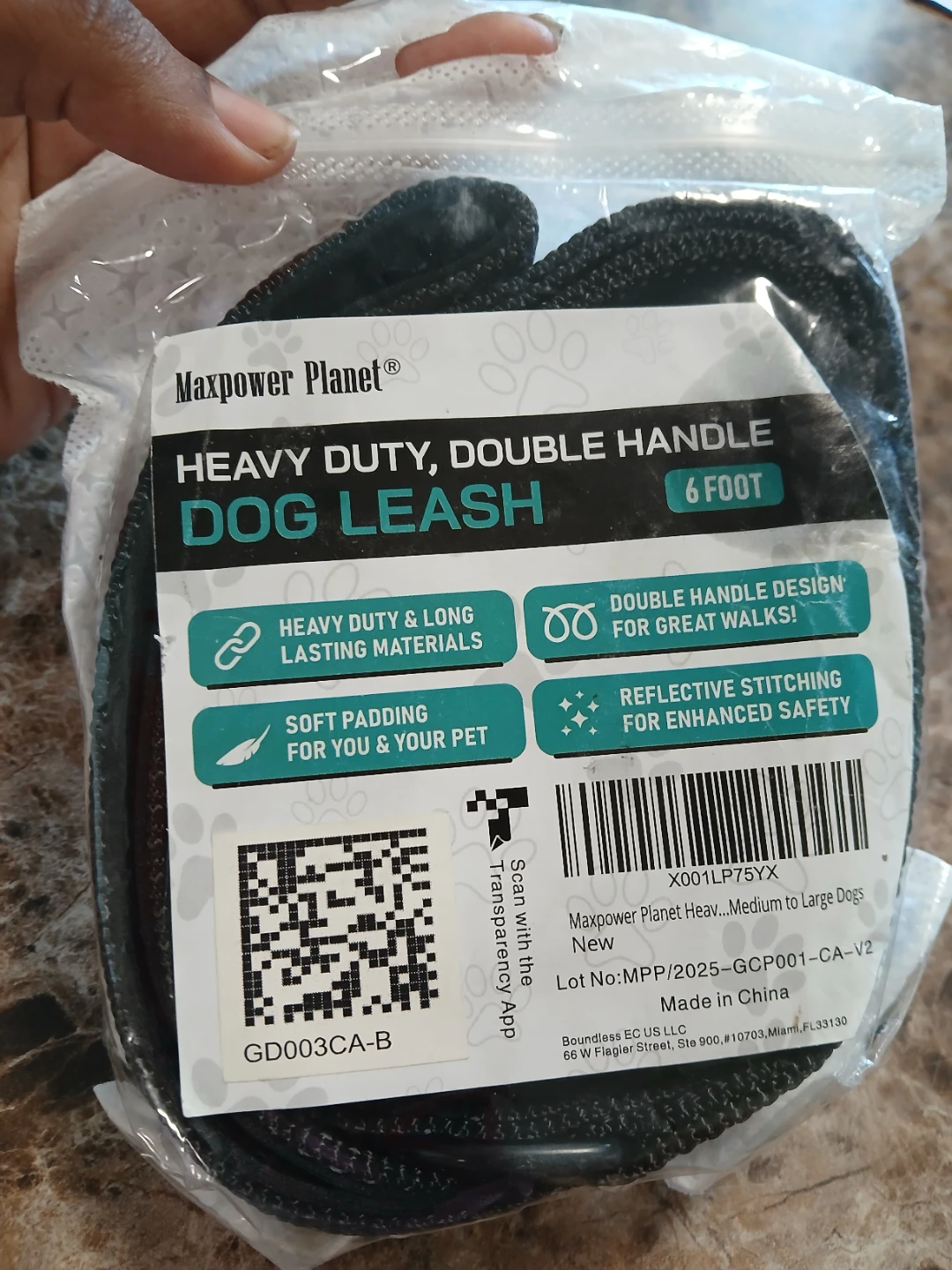 Maxpower Planet Heavy Duty Double Handle Dog Leash - 6 Foot