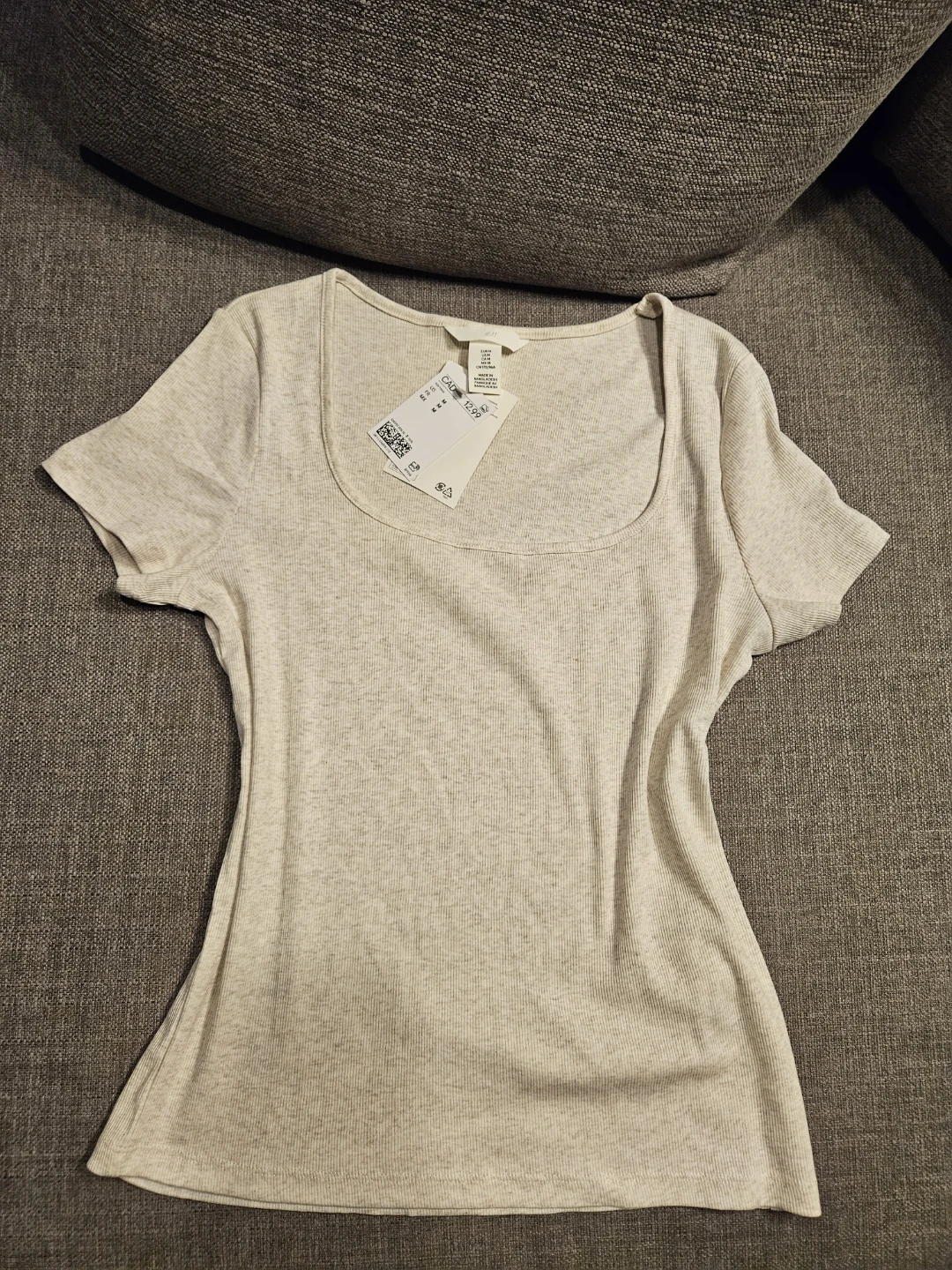 NWT H&M Ribbed Square Neck Top  Beige - photo 3