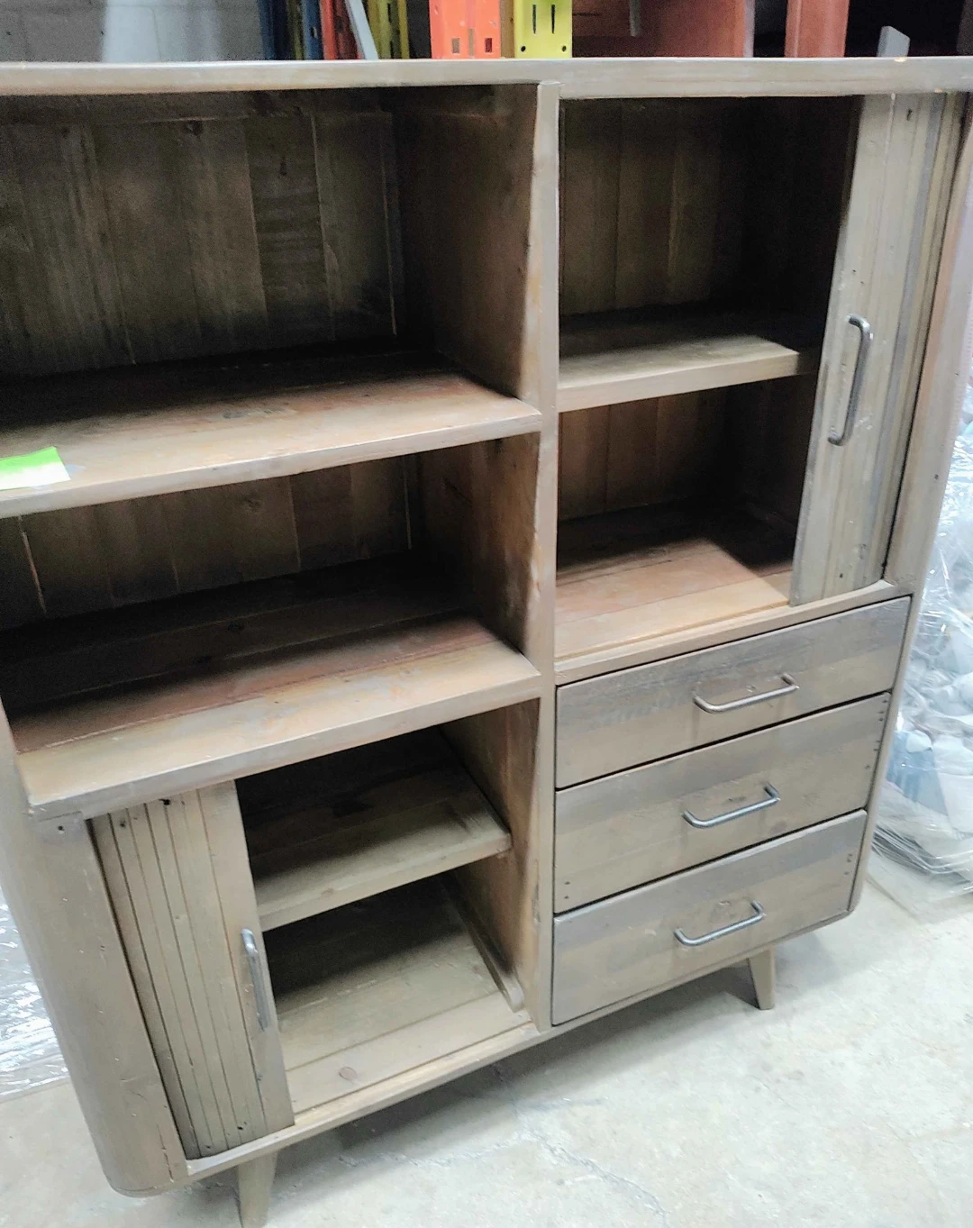 Rustic Wood Accent Cabinet with Shelves and Drawers - photo 2