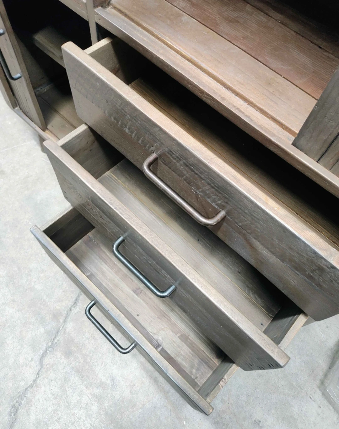 Rustic Wood Accent Cabinet with Shelves and Drawers - photo 3