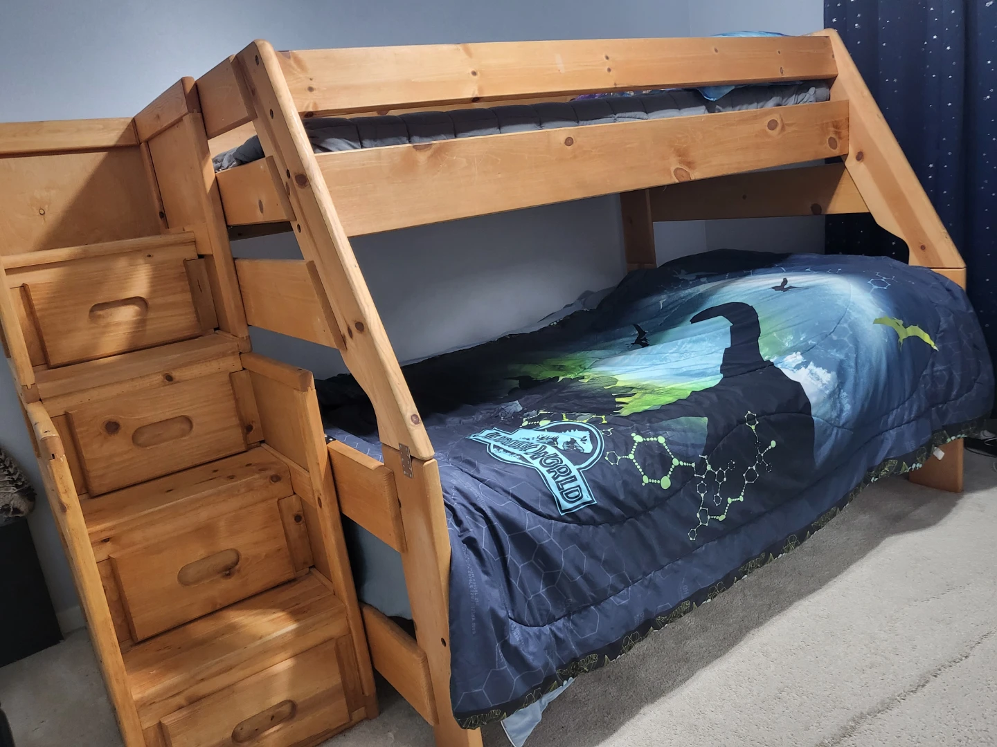 Wooden Bunk Bed with Stairs
